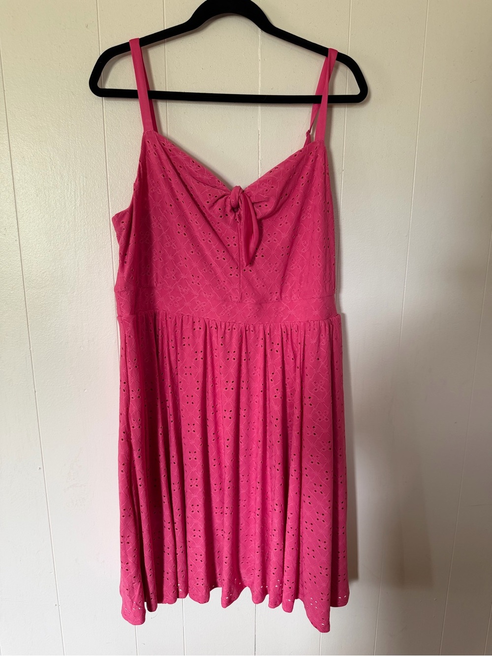 torrid Pink Eyelet Smocked Bodice Dress with Bow Accent